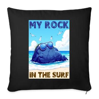 My rock in the surf - Sofa pillowcase 17,3'' x 17,3'' (45 x 45 cm) - black - Front