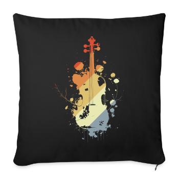 Violon Rétro - Housse de coussin décorative 45 x 45 cm - noir - Devant