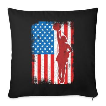 Pom-pom girl patriotique des États-Unis - Housse de coussin décorative 45 x 45 cm - noir - Devant