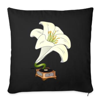 Lily as Gramophone – Nostalgic Floral Design - Sofa pillowcase 17,3'' x 17,3'' (45 x 45 cm) - black - Front