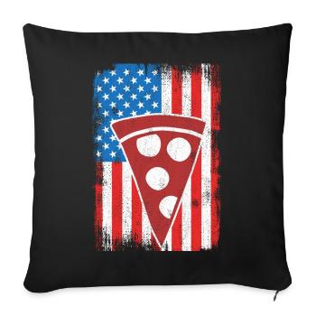 4th of July US Pizza - Sofa pillowcase 17,3'' x 17,3'' (45 x 45 cm) - black - Front