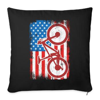 4 juillet USA VTT - Housse de coussin décorative 45 x 45 cm - noir - Devant