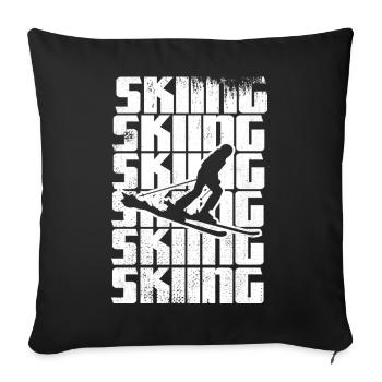 Drôle de skieur - Housse de coussin décorative 45 x 45 cm - noir - Devant