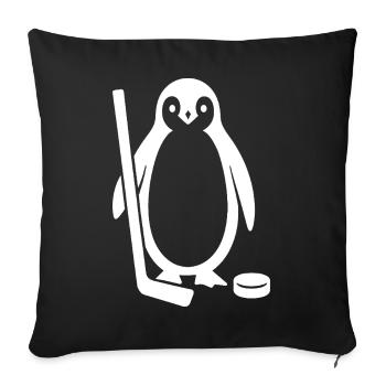 Minimalistischer Pinguin Eishockeyspieler  - Sofakissenbezug 45 x 45 cm - Schwarz - Vorne