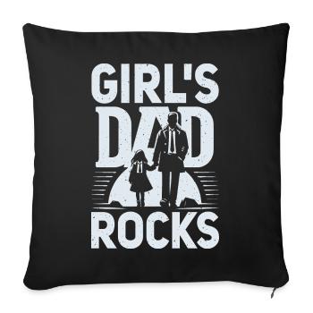 filles papa rocks silhouette design - Housse de coussin décorative 45 x 45 cm - noir - Devant