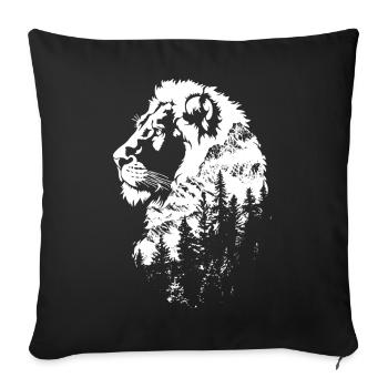 Lion Nature Forest Mountains Lion Head - Sofa pillowcase 17,3'' x 17,3'' (45 x 45 cm) - black - Front