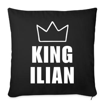 Nom d'Ilian avec la lettre I - T-shirt King Crown - Housse de coussin décorative 45 x 45 cm - noir - Devant