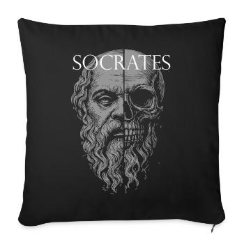 Socrates Half-Skull Portrait Design - Sofa pillowcase 17,3'' x 17,3'' (45 x 45 cm) - black - Front