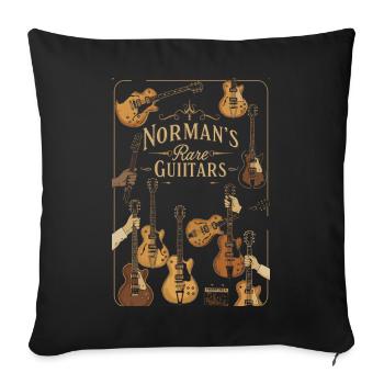 Guitares rares de Norman Illustration vintage - Housse de coussin décorative 45 x 45 cm - noir - Devant