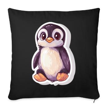 Pingouin - Housse de coussin décorative 45 x 45 cm - noir - Devant