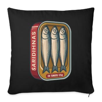 Retro sardines tin with tomatoes - Sofa pillowcase 17,3'' x 17,3'' (45 x 45 cm) - black - Front