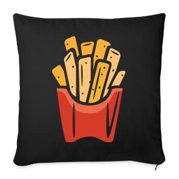 French Fries Illustration – Funny Fast Food Design - Sofa pillowcase 17,3'' x 17,3'' (45 x 45 cm) - black - Front