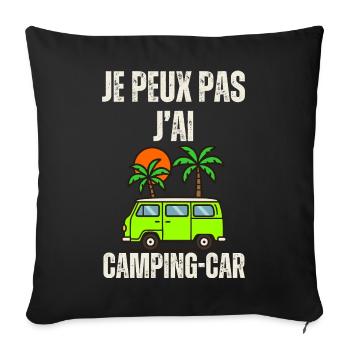 Camping Car Palm Soleil - Housse de coussin décorative 45 x 45 cm - noir - Devant