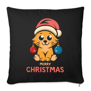 Christmas Cat Merry Christmas - Sofa pillowcase 17,3'' x 17,3'' (45 x 45 cm) - black - Front