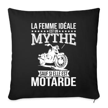 The ideal woman, a myth unless she is a biker - Sofa pillowcase 17,3'' x 17,3'' (45 x 45 cm) - black - Front