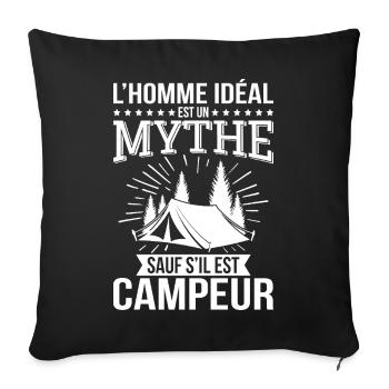 The ideal man is a myth unless he is a camper - Sofa pillowcase 17,3'' x 17,3'' (45 x 45 cm) - black - Front