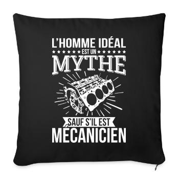 The ideal man, a myth unless he is a mechanic - Sofa pillowcase 17,3'' x 17,3'' (45 x 45 cm) - black - Front