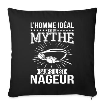 The ideal man is a myth unless he is a swimmer - Sofa pillowcase 17,3'' x 17,3'' (45 x 45 cm) - black - Front