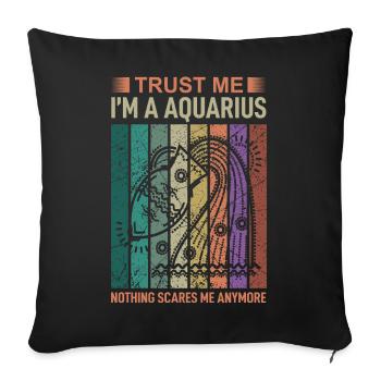 Zodiac sign Aquarius - Sofa pillowcase 17,3'' x 17,3'' (45 x 45 cm) - black - Front