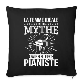 The ideal woman, a myth unless she is a pianist - Sofa pillowcase 17,3'' x 17,3'' (45 x 45 cm) - black - Front