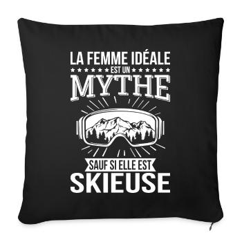 The ideal woman, a myth unless she is a skier - Sofa pillowcase 17,3'' x 17,3'' (45 x 45 cm) - black - Front