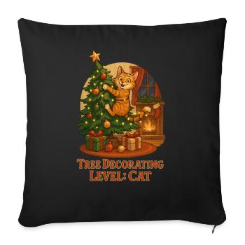 Le chat décore le sapin de Noël - Housse de coussin décorative 45 x 45 cm - noir - Devant