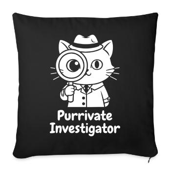Purrivate Investigator Kitten - Sofa pillowcase 17,3'' x 17,3'' (45 x 45 cm) - black - Front