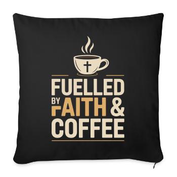 Fuelled By Faith And Coffee Christian - Sofa pillowcase 17,3'' x 17,3'' (45 x 45 cm) - black - Front
