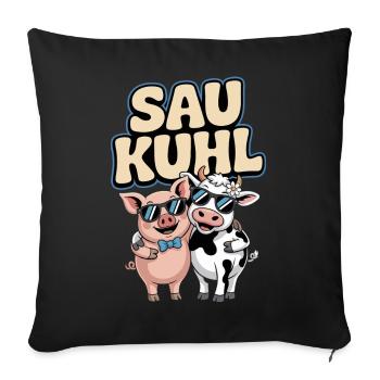 Sow Cool Pig And Cow With Sunglasses - Sofa pillowcase 17,3'' x 17,3'' (45 x 45 cm) - black - Front