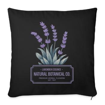 Lavender Essence – Botanisches Vintage Label - Sofakissenbezug 45 x 45 cm - Schwarz - Vorne