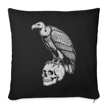 vulture sitting on the skull - Sofa pillowcase 17,3'' x 17,3'' (45 x 45 cm) - black - Front