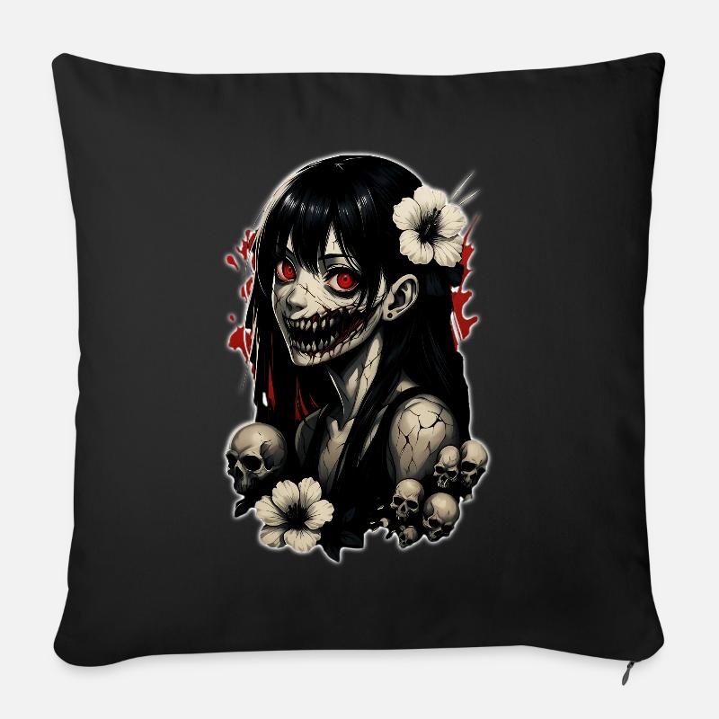 Horror Anime Girl - Sofakissenbezug 45 x 45 cm - Schwarz