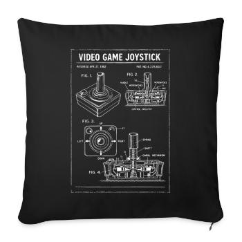 Plan rétro du joystick - Housse de coussin décorative 45 x 45 cm - noir - Devant
