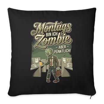 Le bureau zombie du lundi à l’heure - Housse de coussin décorative 45 x 45 cm - noir - Devant