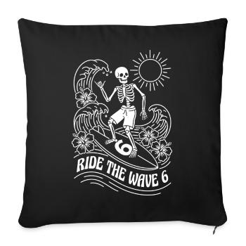 Surfeur squelette Surfeur de la Vague 6 - Housse de coussin décorative 45 x 45 cm - noir - Devant
