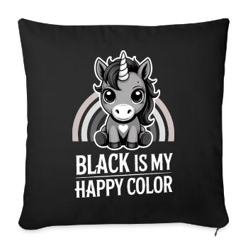 Grauer Einhorn-Regenbogen: Schwarz ist meine fröhliche Farbe - Sofakissenbezug 45 x 45 cm - Schwarz - Vorne