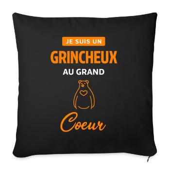 Orange Heart on Black - Sofa pillowcase 17,3'' x 17,3'' (45 x 45 cm) - black - Front