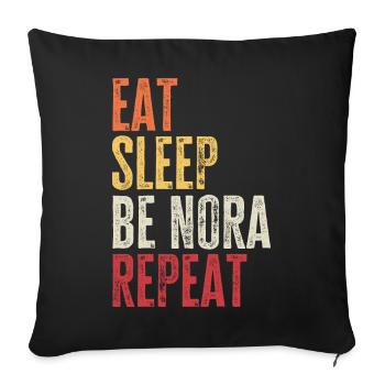 Mange, dors sois Nora, répète le nom rétro - Housse de coussin décorative 45 x 45 cm - noir - Devant