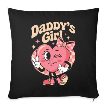 Daddy’s Girl Famille Rose Rétro Cœur Mignonne - Housse de coussin décorative 45 x 45 cm - noir - Devant