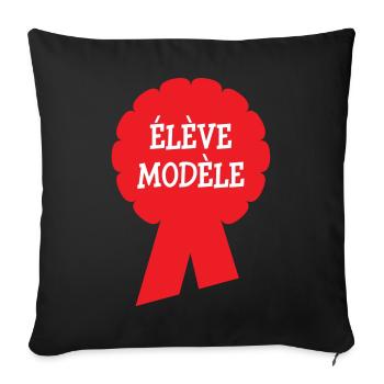 Badge Élève Modèle : Récompense Scolaire Vintage - Housse de coussin décorative 45 x 45 cm - noir - Devant
