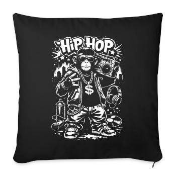 Design de style graffiti hip-hop singe - Housse de coussin décorative 45 x 45 cm - noir - Devant