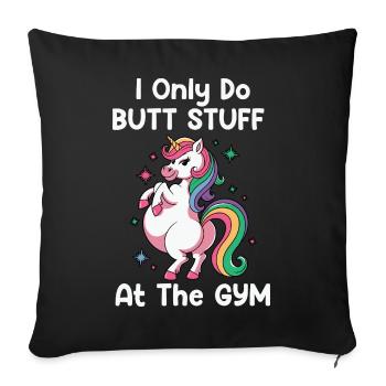 Pastell-Unicorn Gym Humor Butt stuff sexy - Sofakissenbezug 45 x 45 cm - Schwarz - Vorne