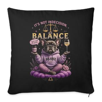 Humour Zen du Bouledogue - Zodiaque Balance - Housse de coussin décorative 45 x 45 cm - noir - Devant
