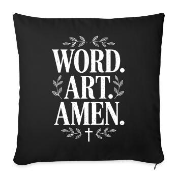 Word Art Amen Floral Laurels - Sofa pillowcase 17,3'' x 17,3'' (45 x 45 cm) - black - Front