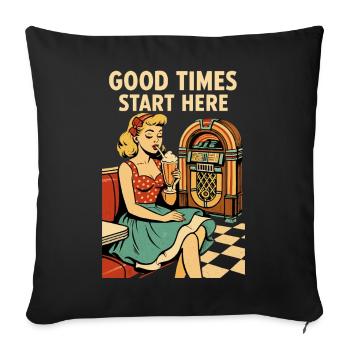 Retro 50s Diner Pin-Up Girl Milchshake Poster - Sofakissenbezug 45 x 45 cm - Schwarz - Vorne