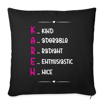 Don du nom Karen - Housse de coussin décorative 45 x 45 cm - noir - Devant