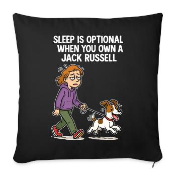 Propriétaire de chien fatigué & bande dessinée Jack Russell - Housse de coussin décorative 45 x 45 cm - noir - Devant