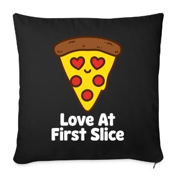 Love At First Slice Pizza - Housse de coussin décorative 45 x 45 cm - noir - Devant