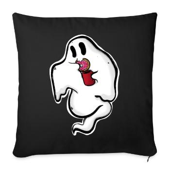 Ghost with donut and cup - Sofa pillowcase 17,3'' x 17,3'' (45 x 45 cm) - black - Front