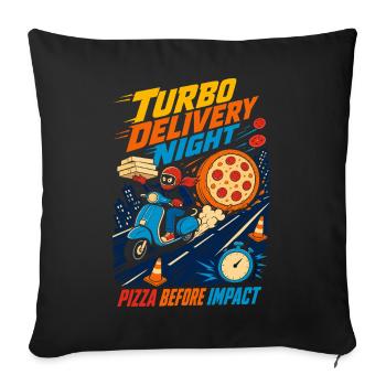 Turbo Pizza Delivery at Night - Sofa pillowcase 17,3'' x 17,3'' (45 x 45 cm) - black - Front